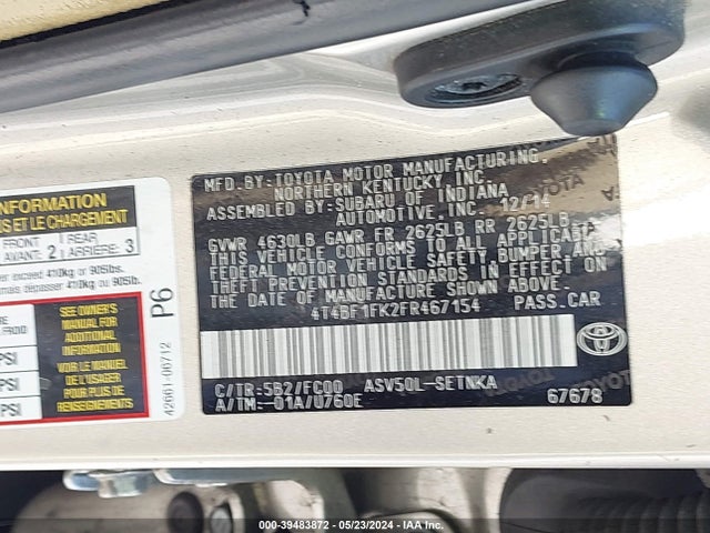 Toyota CAMRY LE 2015 4T4BF1FK2FR467154 Image 9