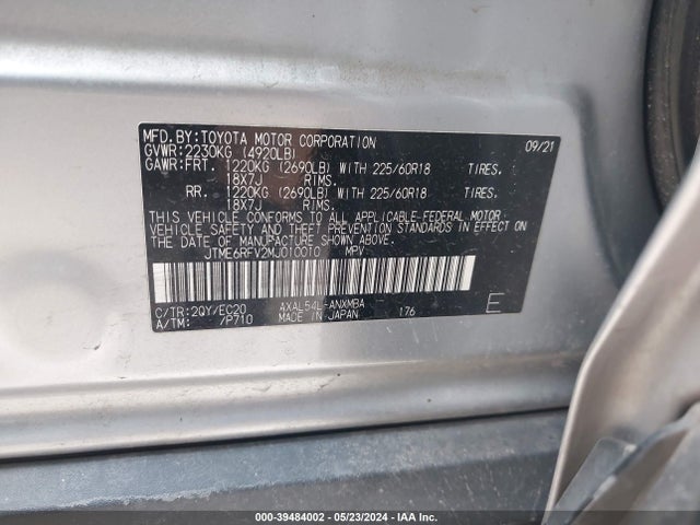 Toyota Rav4 Xse Hybrid 2021 JTME6RFV2MJ010010 Image 9