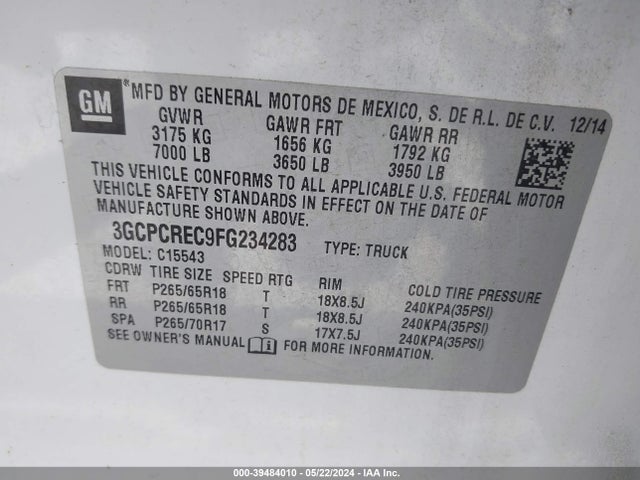 Chevrolet Silverado 1500 1lt 2015 3GCPCREC9FG234283 Image 9
