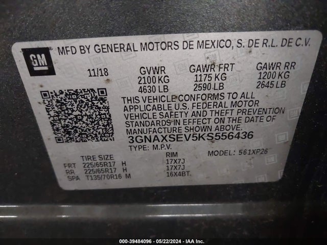 Chevrolet EQUINOX LS 2019 3GNAXSEV5KS556436 Image 9
