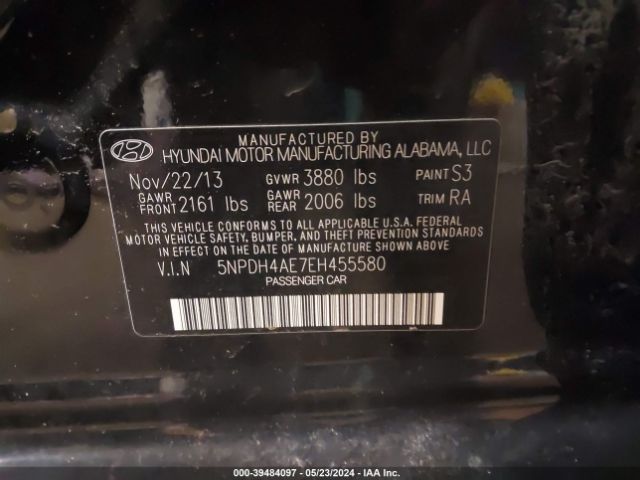 5NPDH4AE7EH455580 Hyundai ELANTRA SE