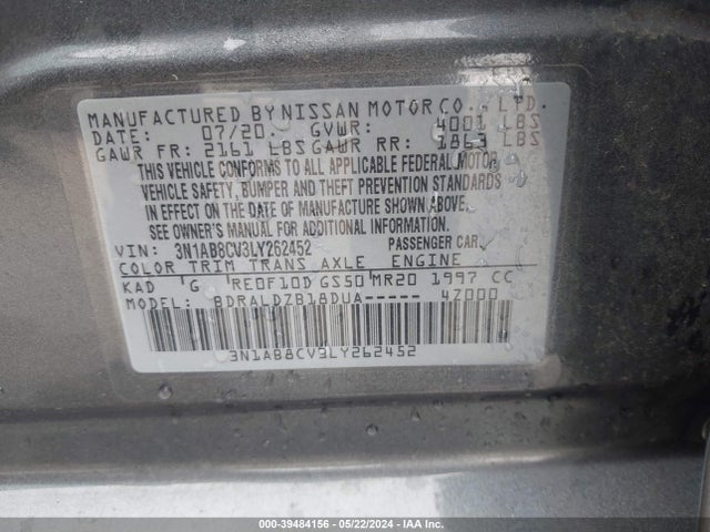 Nissan Sentra Sv Xtronic Cvt 2020 3N1AB8CV3LY262452 Image 9