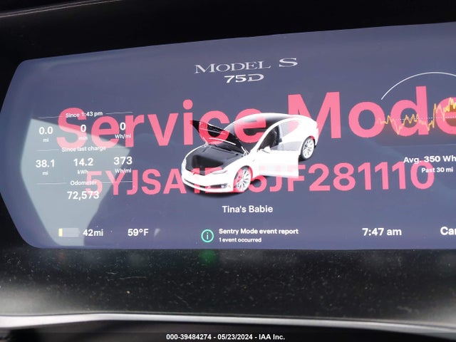Tesla Model S 100d/75d/p100d 2018 5YJSA1E25JF281110 Image 7