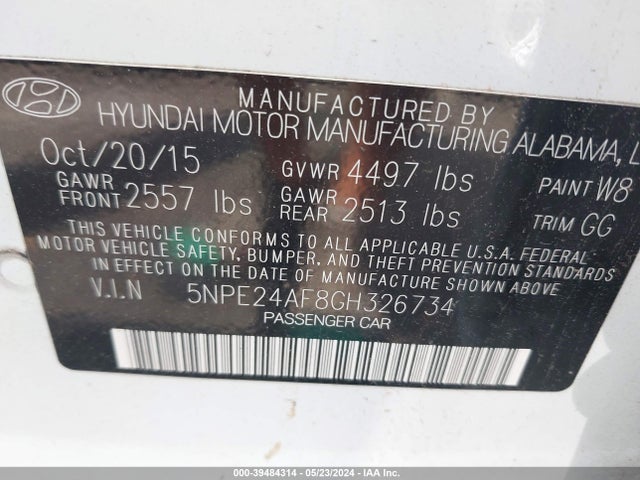 Hyundai SONATA SE 2016 5NPE24AF8GH326734 Image 9