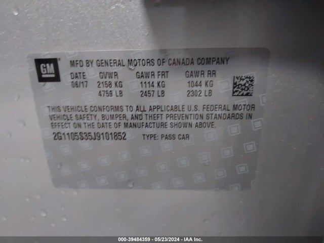 Chevrolet IMPALA 1LT 2018 2G1105S35J9101852 Image 9