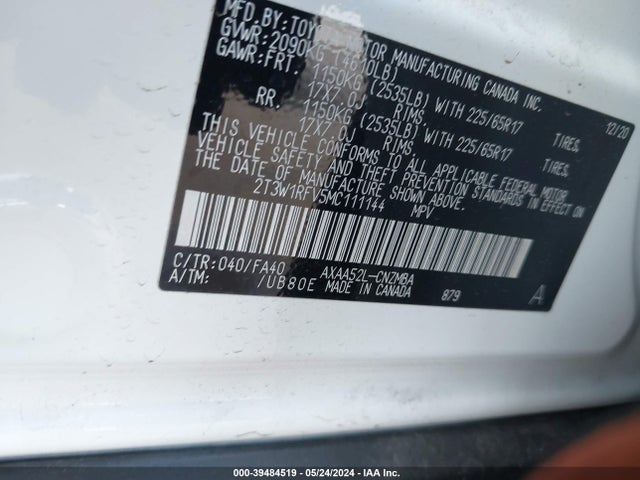 Toyota Rav4 Xle 2021 2T3W1RFV5MC111144 Image 9