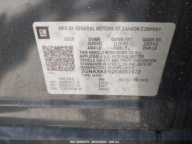 Chevrolet EQUINOX LT 2019 2GNAXKEV2K6261972 Image 9