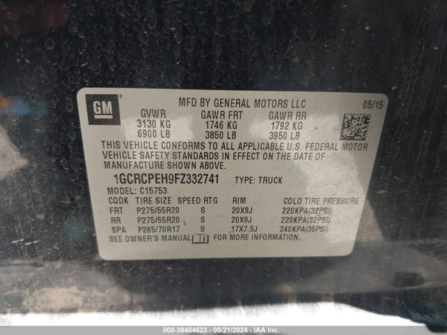 Chevrolet Silverado 1500 Wt 2015 1GCRCPEH9FZ332741 Image 9