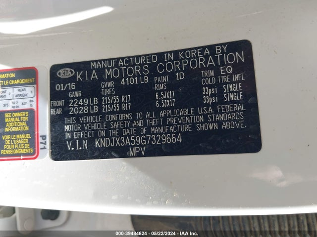 KIA Soul ! 2016 KNDJX3A59G7329664 Image 9