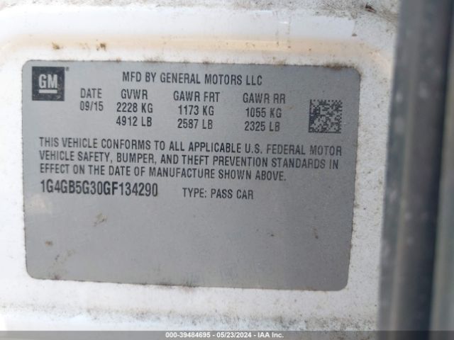 1G4GB5G30GF134290 Buick Lacrosse Leather