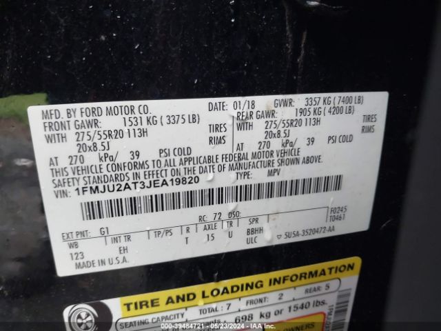 1FMJU2AT3JEA19820 Ford Expedition Limited