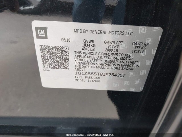 Chevrolet Malibu 1ls 2018 1G1ZB5ST8JF254357 Image 9