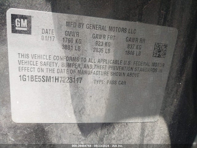 Chevrolet Cruze Lt Auto 2017 1G1BE5SM1H7223117 Image 9