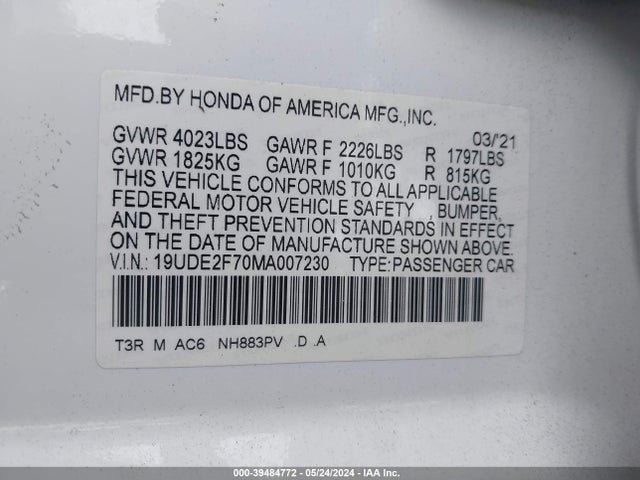 Acura Ilx Premium Package/technology Package 2021 19UDE2F70MA007230 Image 9