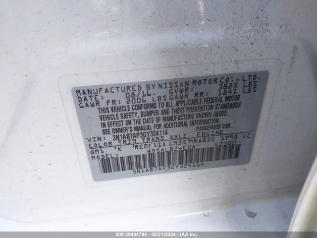 Nissan SENTRA S 2016 3N1AB7AP3GY324114 Image 9