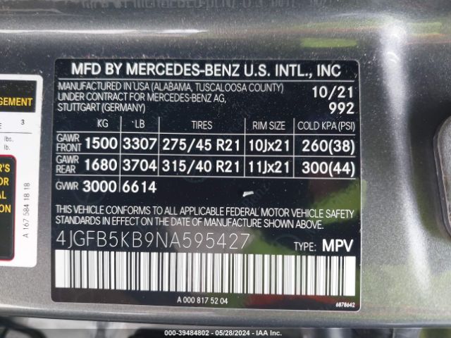 4JGFB5KB9NA595427 Mercedes-Benz Gle 450 4matic