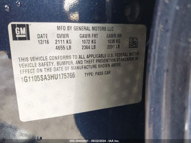 1G1105SA3HU175766 Chevrolet IMPALA 1LT