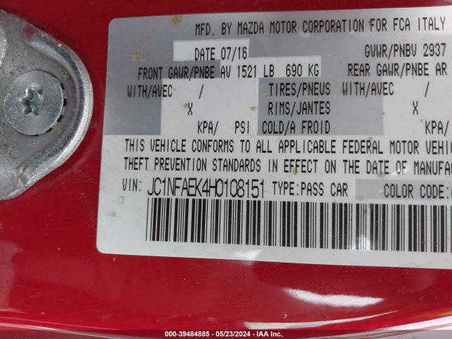 2017 FIAT 124 SPIDER JC1NFAEK4H0108151 Photo 8