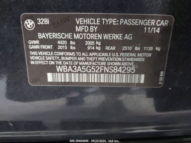 WBA3A5G52FNS84295 BMW 328I