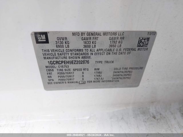1GCRCPEH9EZ202876 Chevrolet Silverado 1500 Work Truck 1wt