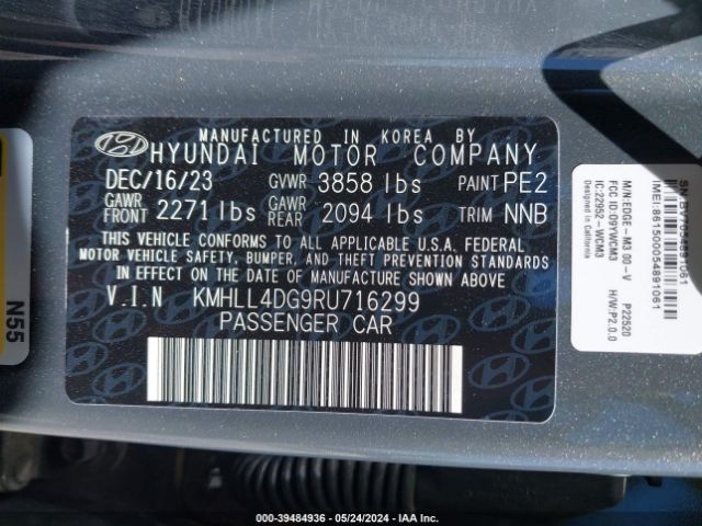 KMHLL4DG9RU716299 Hyundai ELANTRA SE