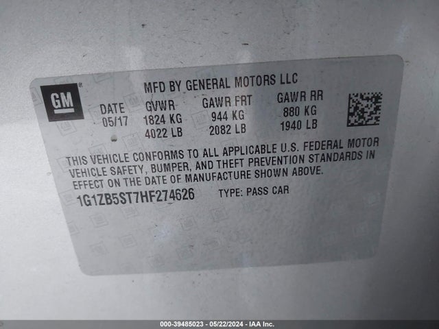 Chevrolet MALIBU LS 2017 1G1ZB5ST7HF274626 Image 9