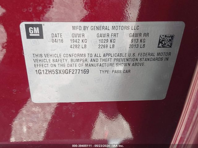 1G1ZH5SX9GF277169 Chevrolet Malibu Premier