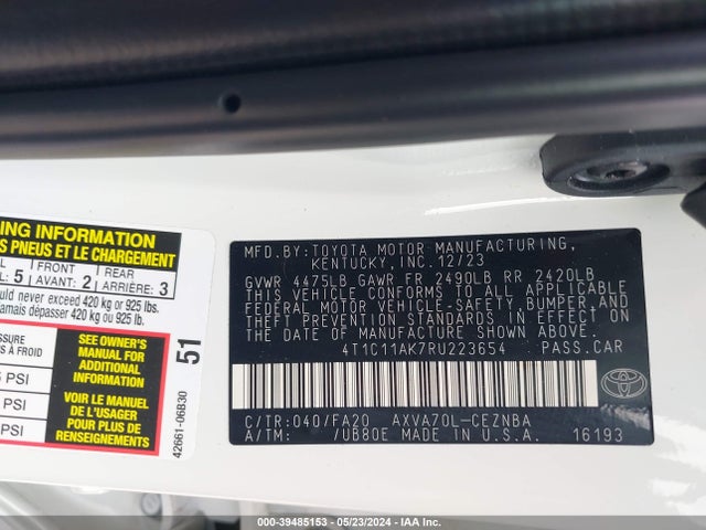 Toyota CAMRY LE 2024 4T1C11AK7RU223654 Image 9