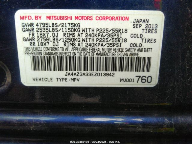 JA4AZ3A33EZ013942 Mitsubishi Outlander Se