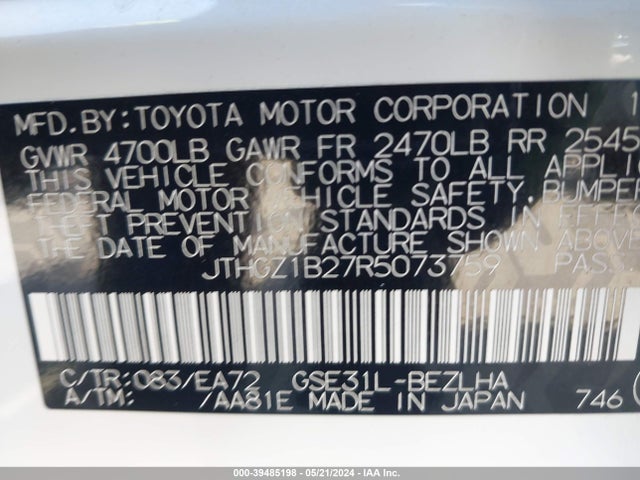 JTHGZ1B27R5073759 Lexus Is 350 F Sport
