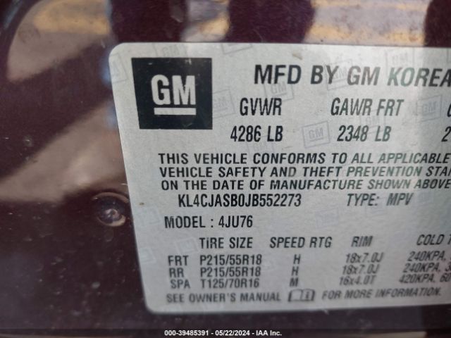 KL4CJASB0JB552273 Buick Encore Preferred