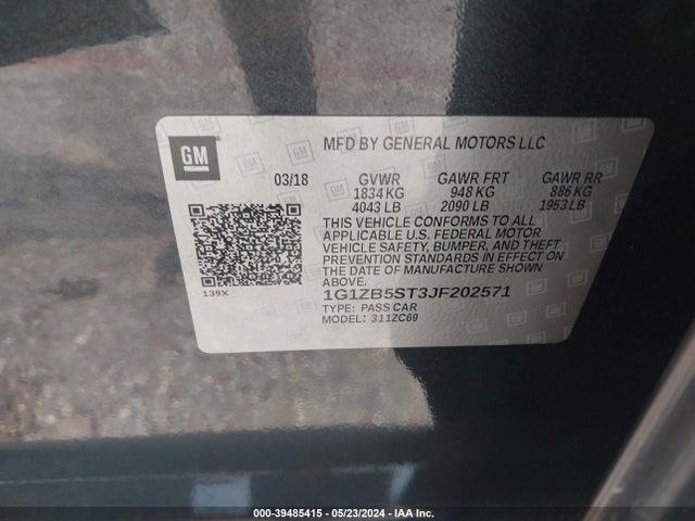 Chevrolet Malibu 1ls 2018 1G1ZB5ST3JF202571 Image 9