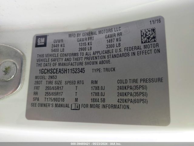 1GCHSCEA5H1152345 Chevrolet Colorado Lt