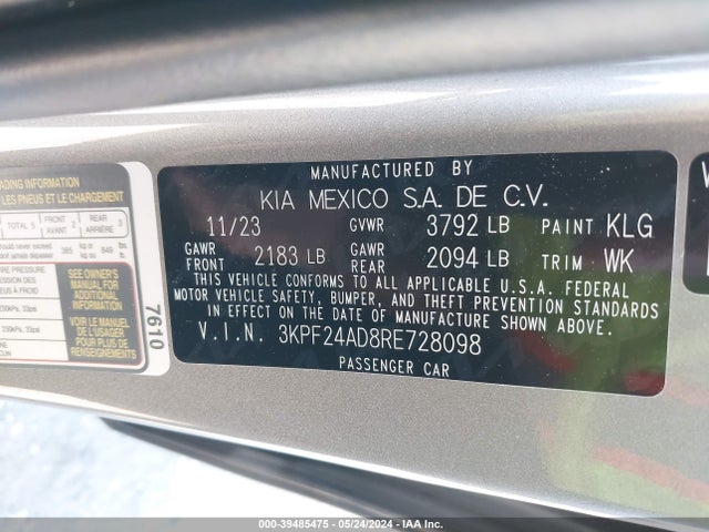 KIA Forte Lxs 2024 3KPF24AD8RE728098 Image 9