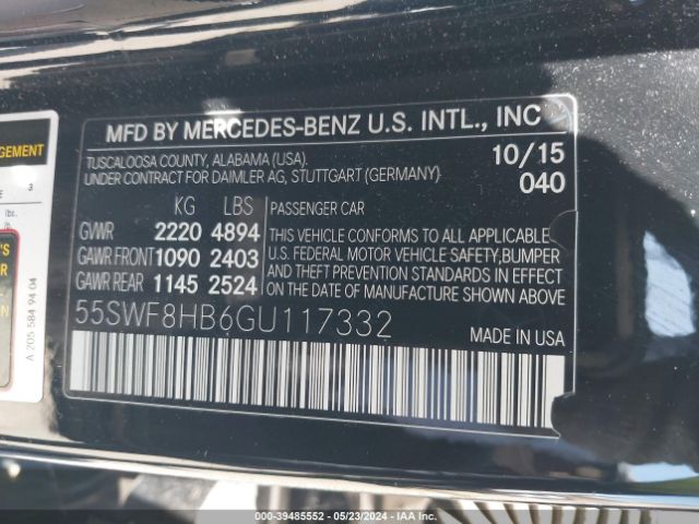 55SWF8HB6GU117332 Mercedes-Benz Amg C 63 S
