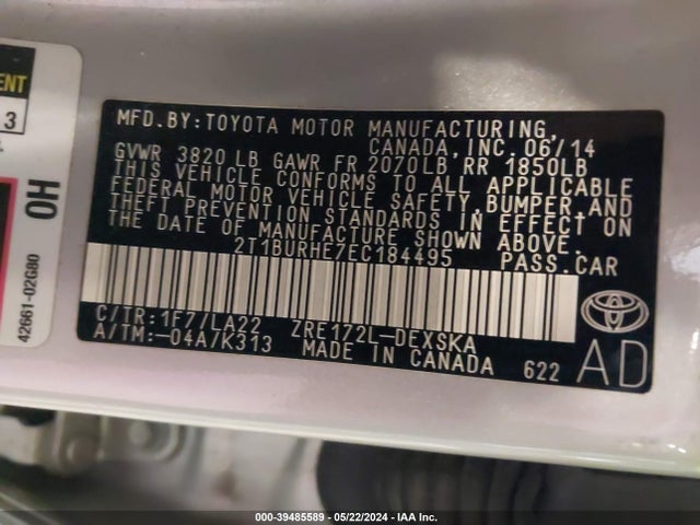 Toyota Corolla S Premium 2014 2T1BURHE7EC184495 Image 9