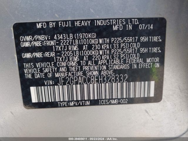 JF2GPACC8EH328332 Subaru Xv Crosstrek 2.0i Premium