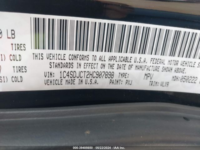 1C4SDJCT2HC907898 Dodge Durango R/t Awd