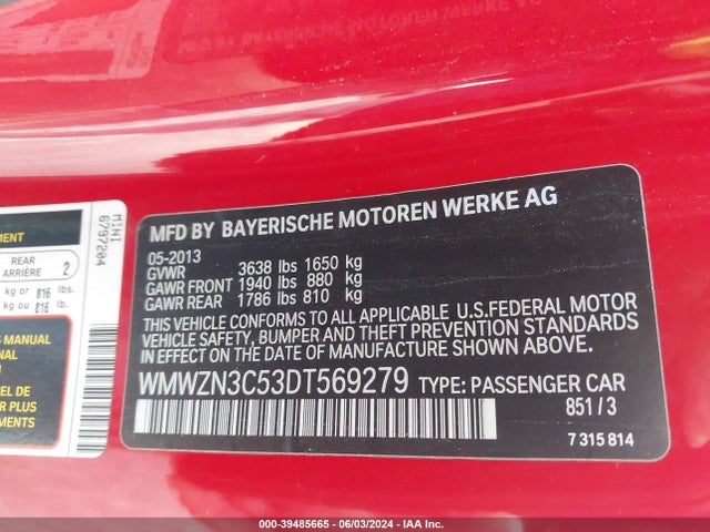 2013 MINI CONVERTIBLE WMWZN3C53DT569279 Photo 8