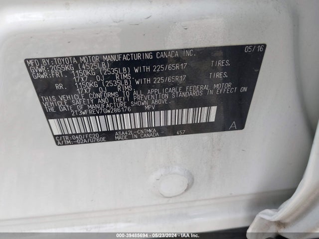 Toyota Rav4 Xle 2016 2T3WFREV7GW286176 Image 9
