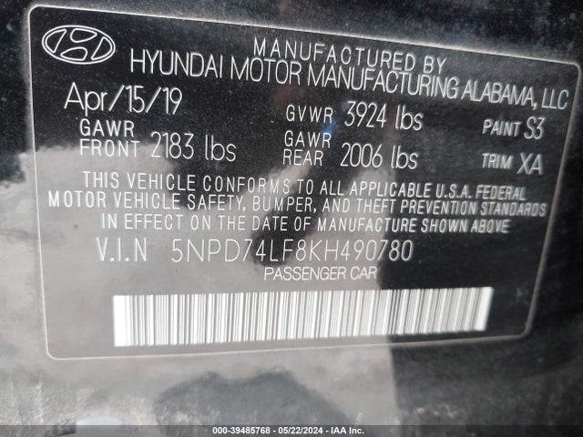 Hyundai ELANTRA SE 2019 5NPD74LF8KH490780 Image 9