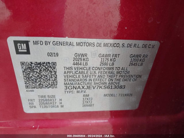 Chevrolet EQUINOX LT 2019 3GNAXJEV7KS613083 Image 9