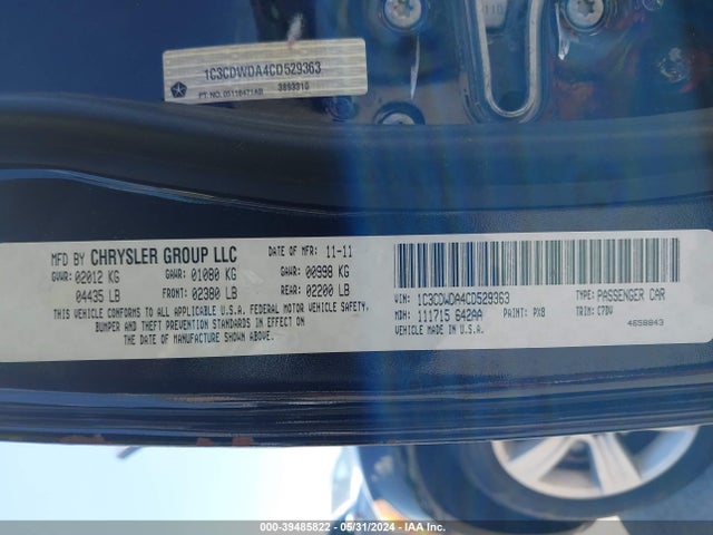 Aukcja sprzedaży 2012 Dodge Caliber Sxt, vin: 1C3CDWDA4CD529363, numer aukcji: 39485822