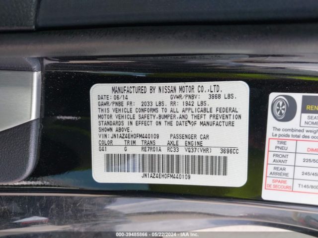 JN1AZ4EH0FM440109 Nissan 370Z