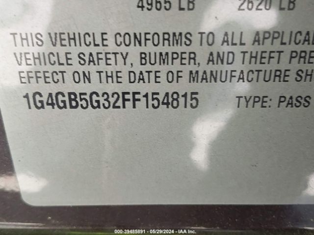 1G4GB5G32FF154815 Buick Lacrosse Leather