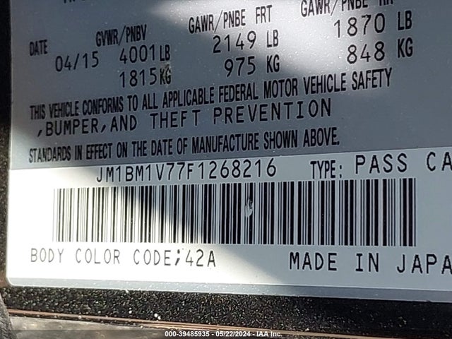 Mazda MAZDA3 2015 JM1BM1V77F1268216 Image 9