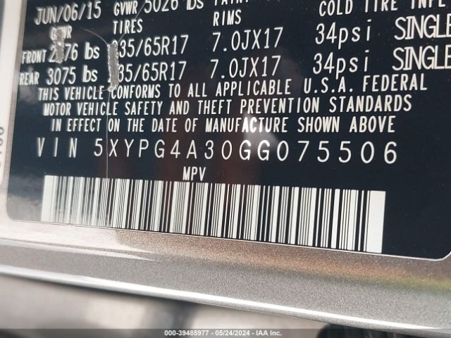 5XYPG4A30GG075506 KIA Sorento 2.4l L