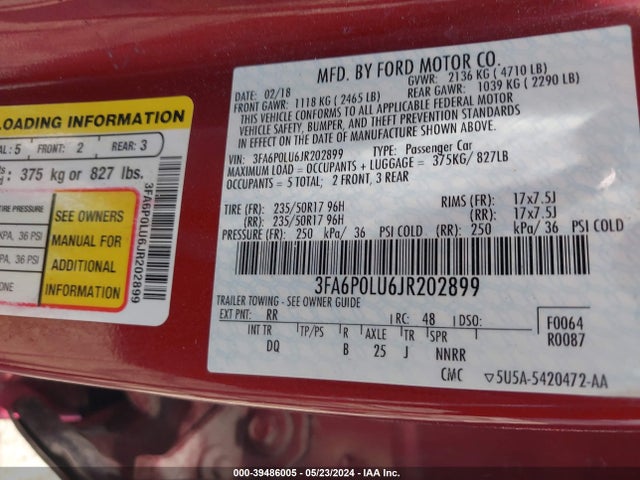 Ford Fusion Hybrid Se 2018 3FA6P0LU6JR202899 Image 9