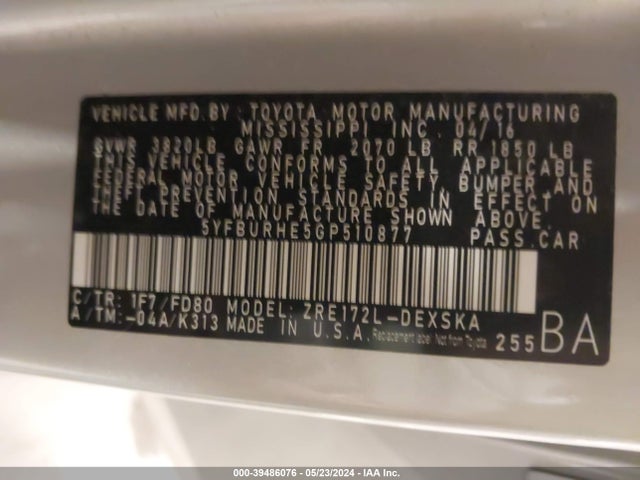 Toyota Corolla S Plus 2016 5YFBURHE5GP510877 Image 9