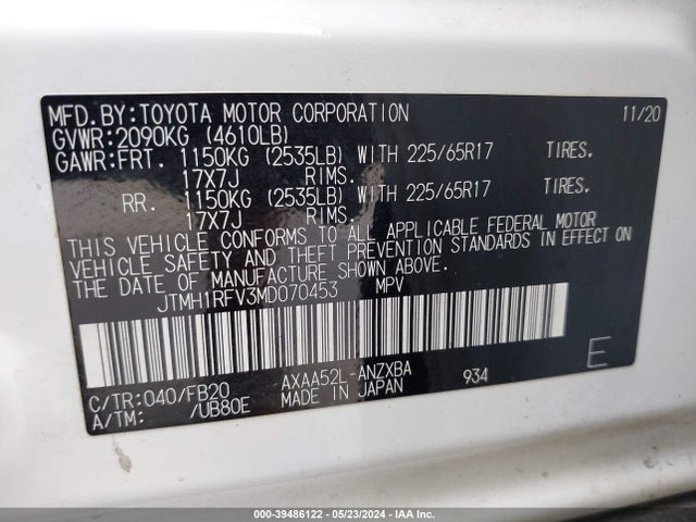 Toyota RAV4 LE 2021 JTMH1RFV3MD070453 Image 9
